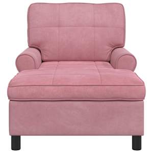 Chaise Lounge s polštářem Růžová 91 x 157 x 91 cm samet - obrázek 4
