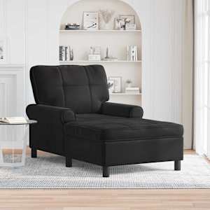 Chaise Lounge s polštářem Černý 91 x 157 x 91 cm samet - obrázek 1
