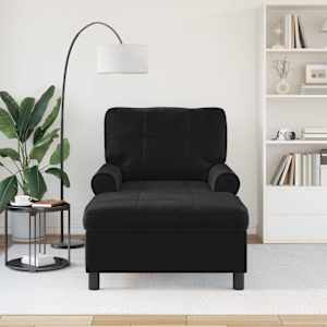 Chaise Lounge s polštářem Černý 91 x 157 x 91 cm samet - obrázek 3