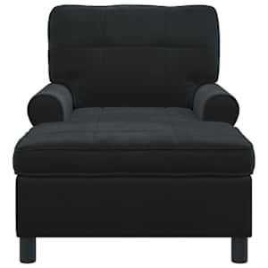 Chaise Lounge s polštářem Černý 91 x 157 x 91 cm samet - obrázek 4
