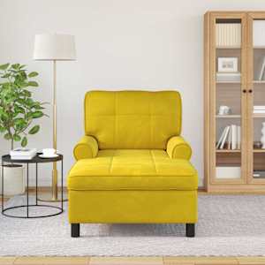Chaise Lounge s polštářem Žlutá 91 x 157 x 91 cm samet - obrázek 3