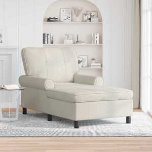 Chaise Lounge s polštářem Krémová 91 x 157 x 91 cm samet - obrázek 1