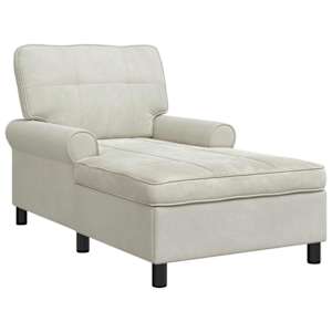 Chaise Lounge s polštářem Krémová 91 x 157 x 91 cm samet - obrázek 2