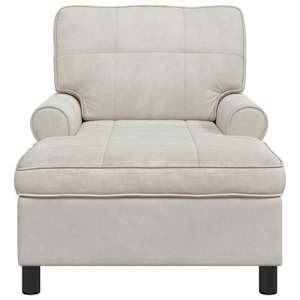 Chaise Lounge s polštářem Krémová 91 x 157 x 91 cm samet - obrázek 4