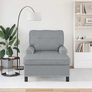 Chaise Lounge s polštářem Světle šedá 91 x 157 x 91 cm textil - obrázek 3