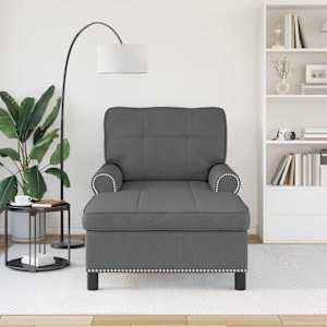 Chaise Lounge s polštářem Tmavě šedá 91 x 157 x 91 cm textil - obrázek 3