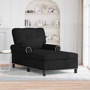 Chaise Lounge s polštářem Černý 91 x 157 x 91 cm textil - obrázek 1