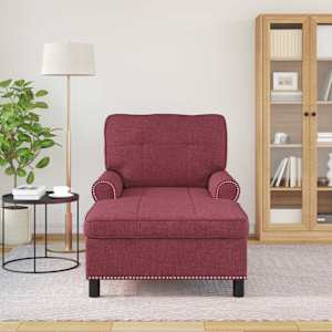 Chaise Lounge s polštářem Víno Červené 91 x 157 x 91 cm textil - obrázek 3