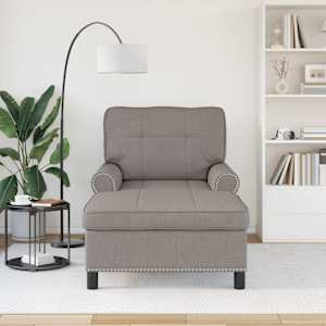 Chaise Lounge s polštářem Taupe 91 x 157 x 91 cm textil - obrázek 3