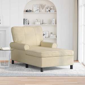 Chaise Lounge s polštářem Krémová 91 x 157 x 91 cm textil - obrázek 1