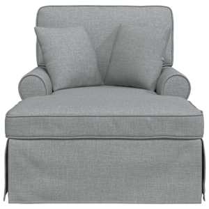 Lounge chaise s volánem s polštářem 3 pcs Světle šedá textil - obrázek 4