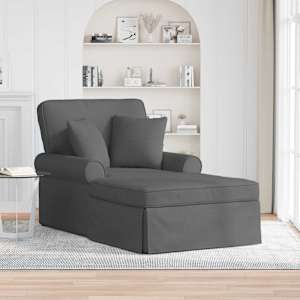 Lounge chaise s volánem s polštářem 3 pcs Tmavě šedá textil