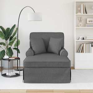 Lounge chaise s volánem s polštářem 3 pcs Tmavě šedá textil - obrázek 3