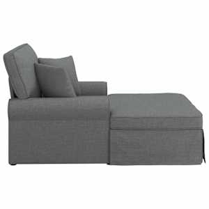 Lounge chaise s volánem s polštářem 3 pcs Tmavě šedá textil - obrázek 5
