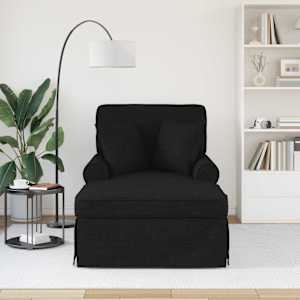 Lounge chaise s volánem s polštářem 3 pcs Černý textil - obrázek 3