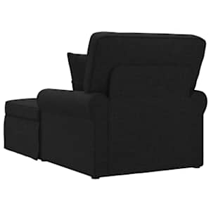 Lounge chaise s volánem s polštářem 3 pcs Černý textil - obrázek 6