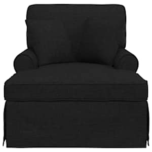 Lounge chaise s volánem s polštářem 3 pcs Černý textil - obrázek 4
