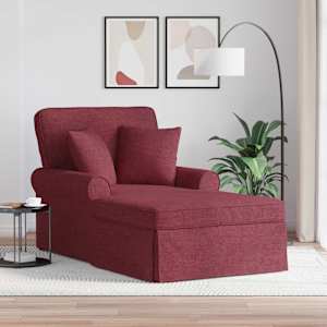Lounge chaise s volánem s polštářem 3 pcs Víno Červené textil - obrázek 1