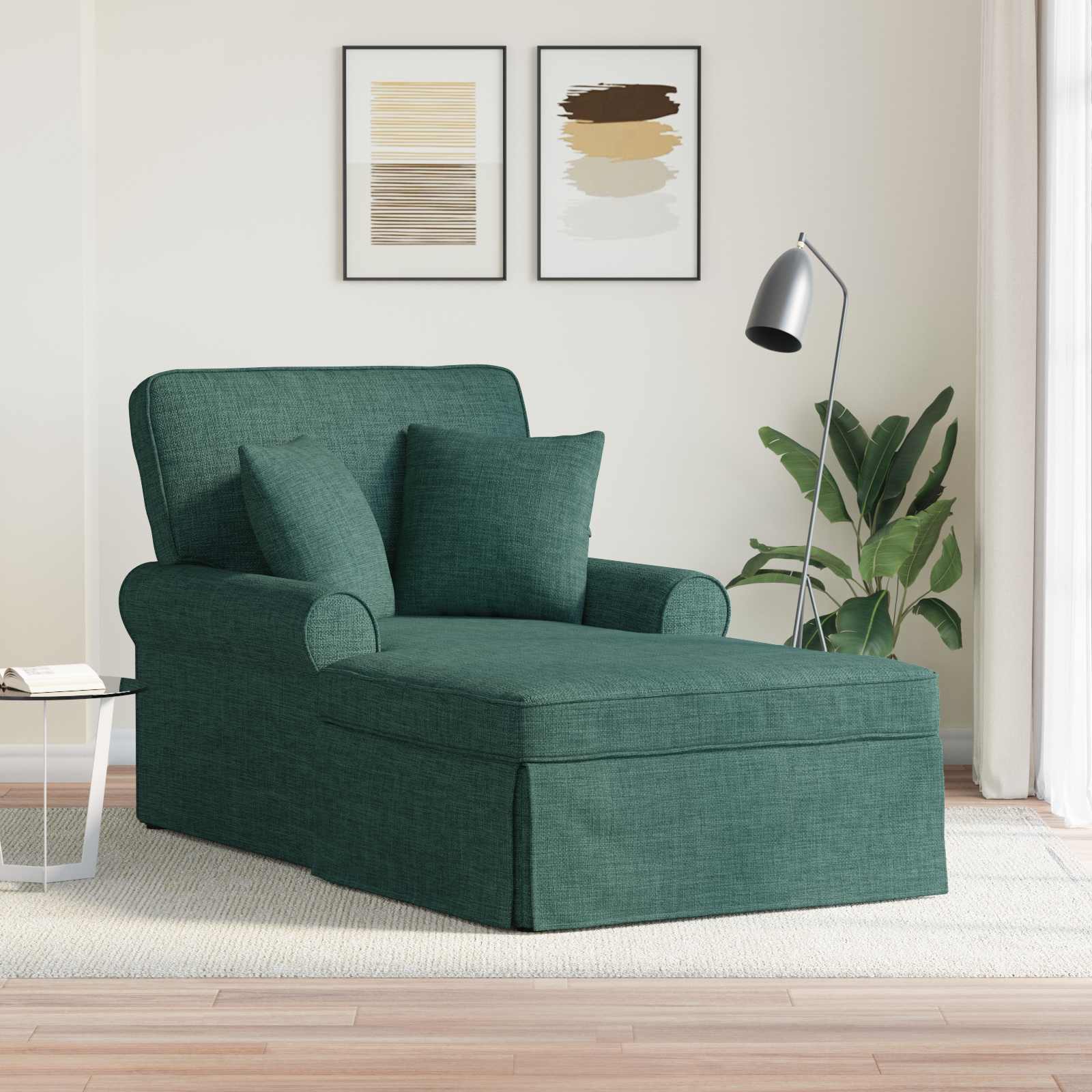 Scaune - Chaise Lounge cu fustă Verde închis 91 x 157 x 91 cm țesătură