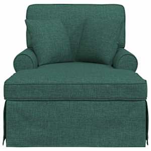 Lounge chaise s volánem s polštářem 3 pcs Tmavě zelená textil - obrázek 4