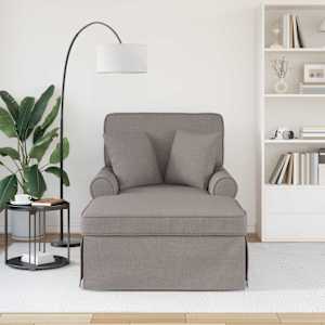Lounge chaise s volánem s polštářem 3 pcs Taupe textil - obrázek 3