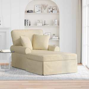 Lounge chaise s volánem s polštářem 3 pcs Krémová textil - obrázek 1