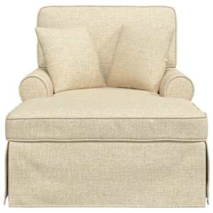 Lounge chaise s volánem s polštářem 3 pcs Krémová textil - obrázek 4