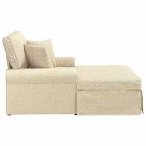 Lounge chaise s volánem s polštářem 3 pcs Krémová textil - obrázek 5