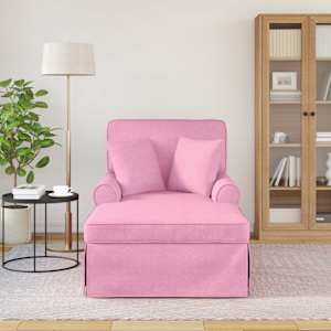 Lounge chaise s volánem s polštářem 3 pcs Růžová textil - obrázek 3