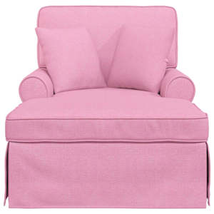 Lounge chaise s volánem s polštářem 3 pcs Růžová textil - obrázek 4