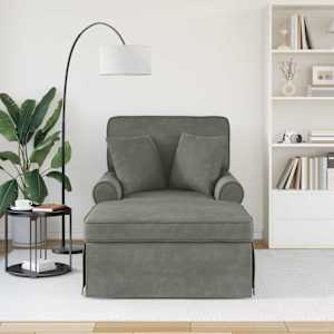 Lounge chaise s volánem 3 pcs Světle šedá Žebrovaná látka - obrázek 3