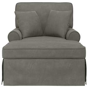 Lounge chaise s volánem 3 pcs Světle šedá Žebrovaná látka - obrázek 4