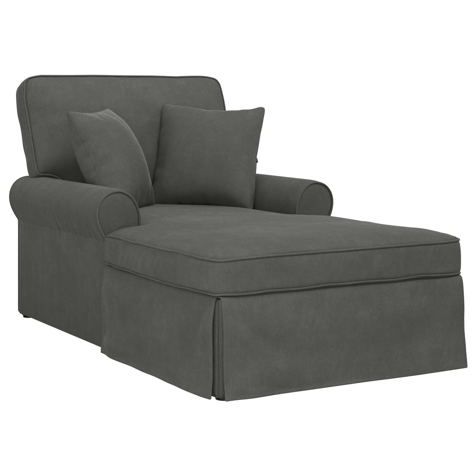 Thumbnail - vidaXL Chaise Lounge mit Rock mit Kissen 3 pcs Dunkelgrau Cordstoff