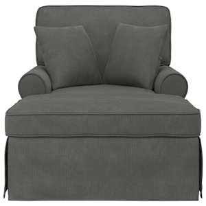 Lounge chaise s volánem 3 pcs Tmavě šedá Žebrovaná látka - obrázek 4