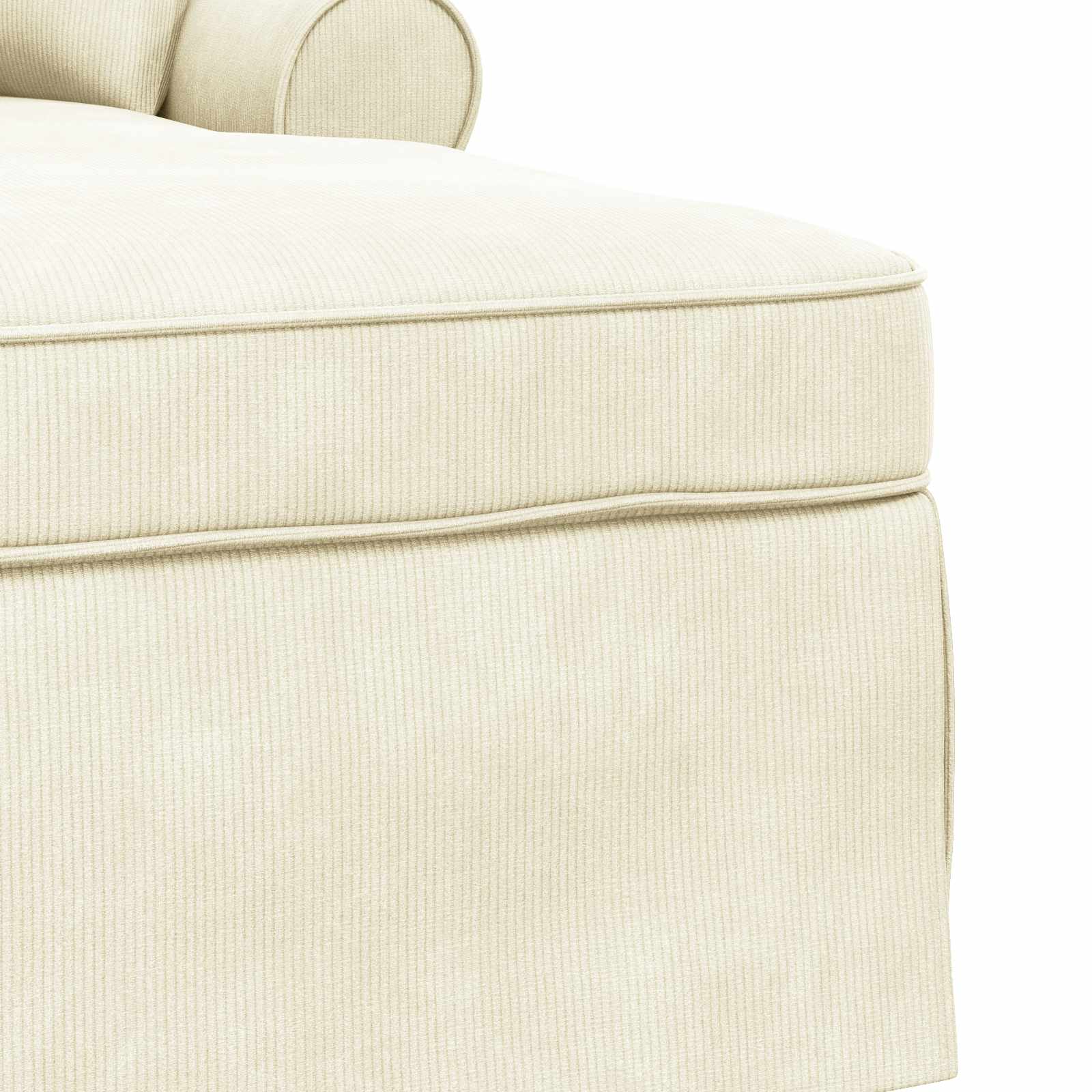 Chaise Lounge cu fustă Crem 91 x 157 x 91 cm Țesătură din dungi [6]