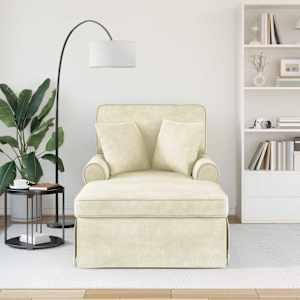 Lounge chaise s volánem 3 pcs Krémová Žebrovaná látka - obrázek 3