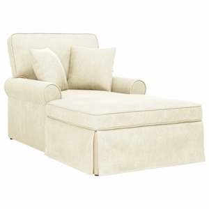 Lounge chaise s volánem 3 pcs Krémová Žebrovaná látka - obrázek 2