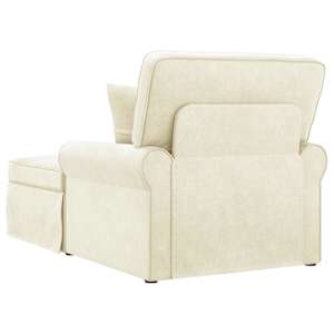 Lounge chaise s volánem 3 pcs Krémová Žebrovaná látka - obrázek 6