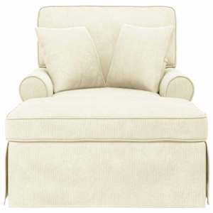 Lounge chaise s volánem 3 pcs Krémová Žebrovaná látka - obrázek 4