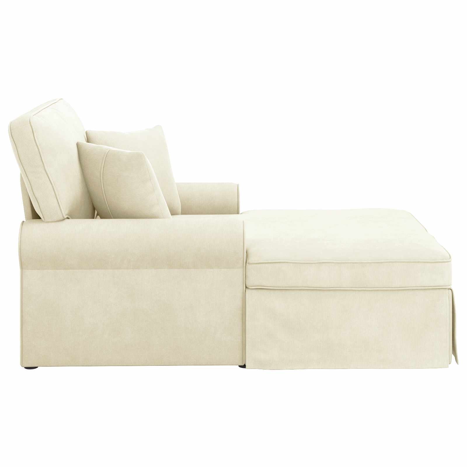Chaise Lounge cu fustă Crem 91 x 157 x 91 cm Țesătură din dungi [4]