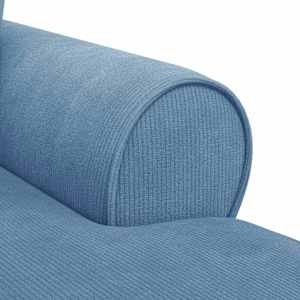 Lounge chaise s volánem s polštářem 3 pcs Modrá Žebrovaná látka - obrázek 8