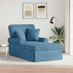 Lounge chaise s volánem s polštářem 3 pcs Modrá Žebrovaná látka - obrázek 1