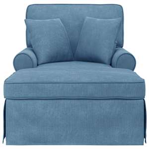 Lounge chaise s volánem s polštářem 3 pcs Modrá Žebrovaná látka - obrázek 4