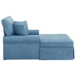 Lounge chaise s volánem s polštářem 3 pcs Modrá Žebrovaná látka - obrázek 5