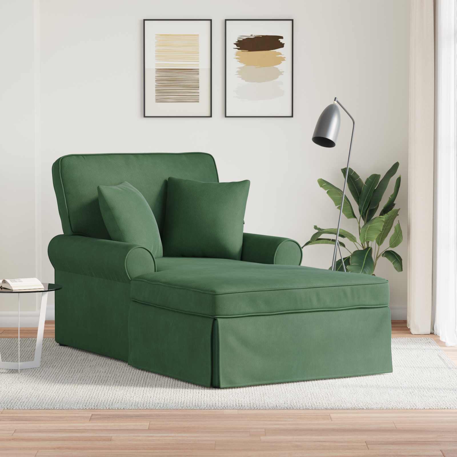 vidaXL Chaise Lounge cu fustă cu pernă Verde Junglă 91 x 157 x 91 cm