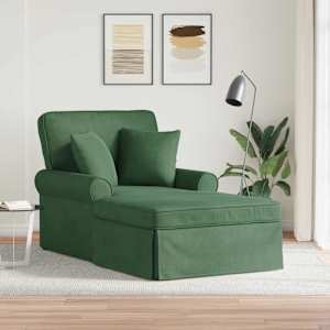 Lounge chaise s volánem 3 pcs Jungle Green Žebrovaná látka - obrázek 1