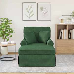 Lounge chaise s volánem 3 pcs Jungle Green Žebrovaná látka - obrázek 3