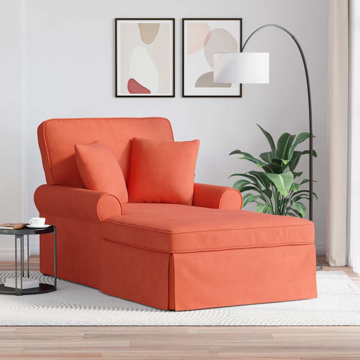 Chaise lounge med volant 3 stk. Velourstof