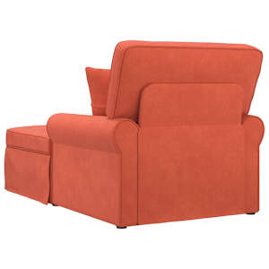 Lounge chaise s volánem 3 pcs Červená oranžová Žebrovaná látka - obrázek 6