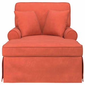 Lounge chaise s volánem 3 pcs Červená oranžová Žebrovaná látka - obrázek 4